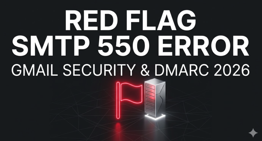 Gmail Red Flag and SMTP 550 Error 2026 technical visualization for email deliverability