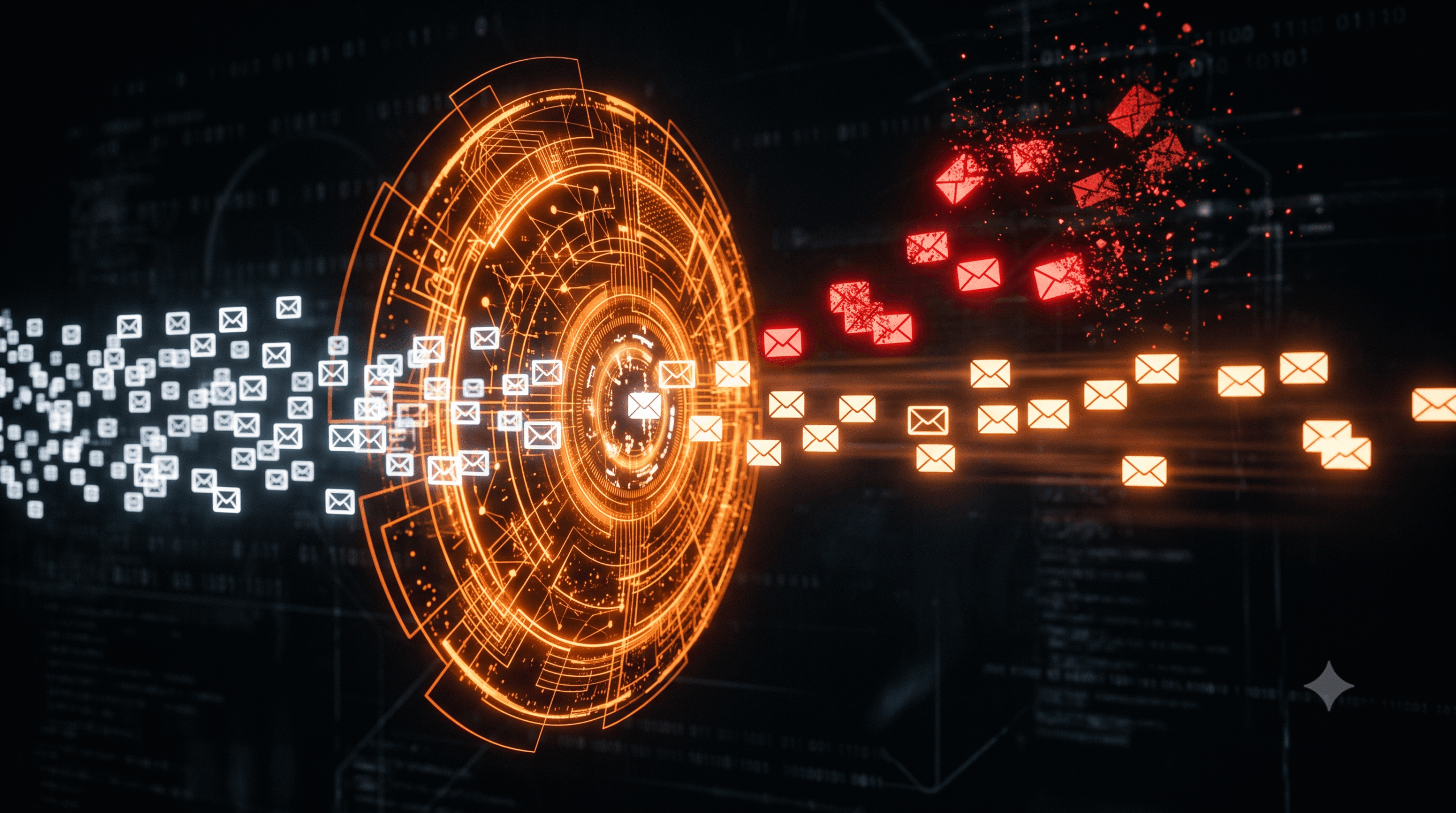 Email authentication filter separating legitimate emails from blocked spoofed messages